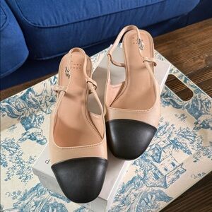 a new day Beige and Black Flats